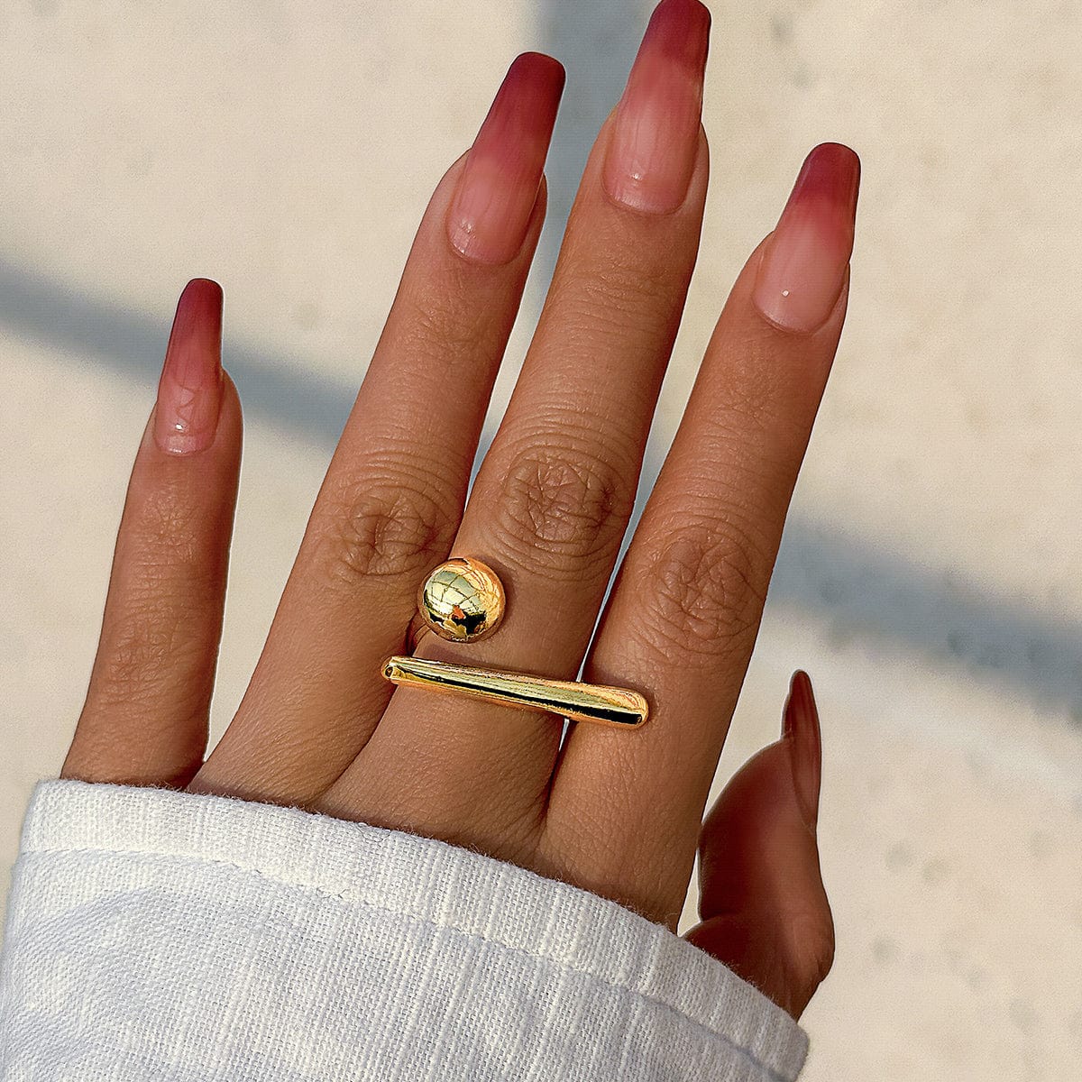 Geometric Minimalist Glossy Round Open Ring