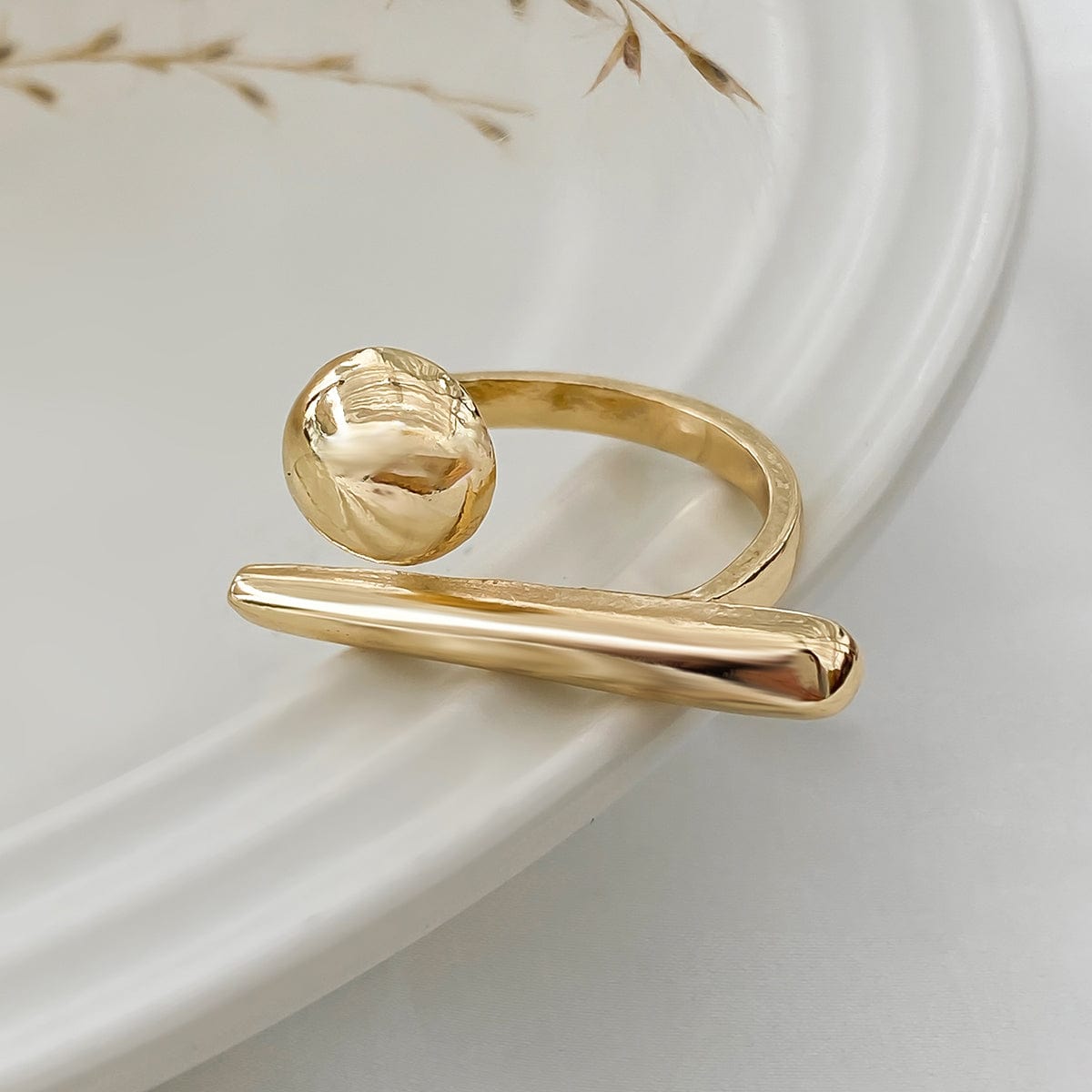 Geometric Minimalist Glossy Round Open Ring