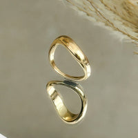 Thumbnail for Geometric Minimalist Gold Silver Plated Curved Ring - ArtGalleryZen