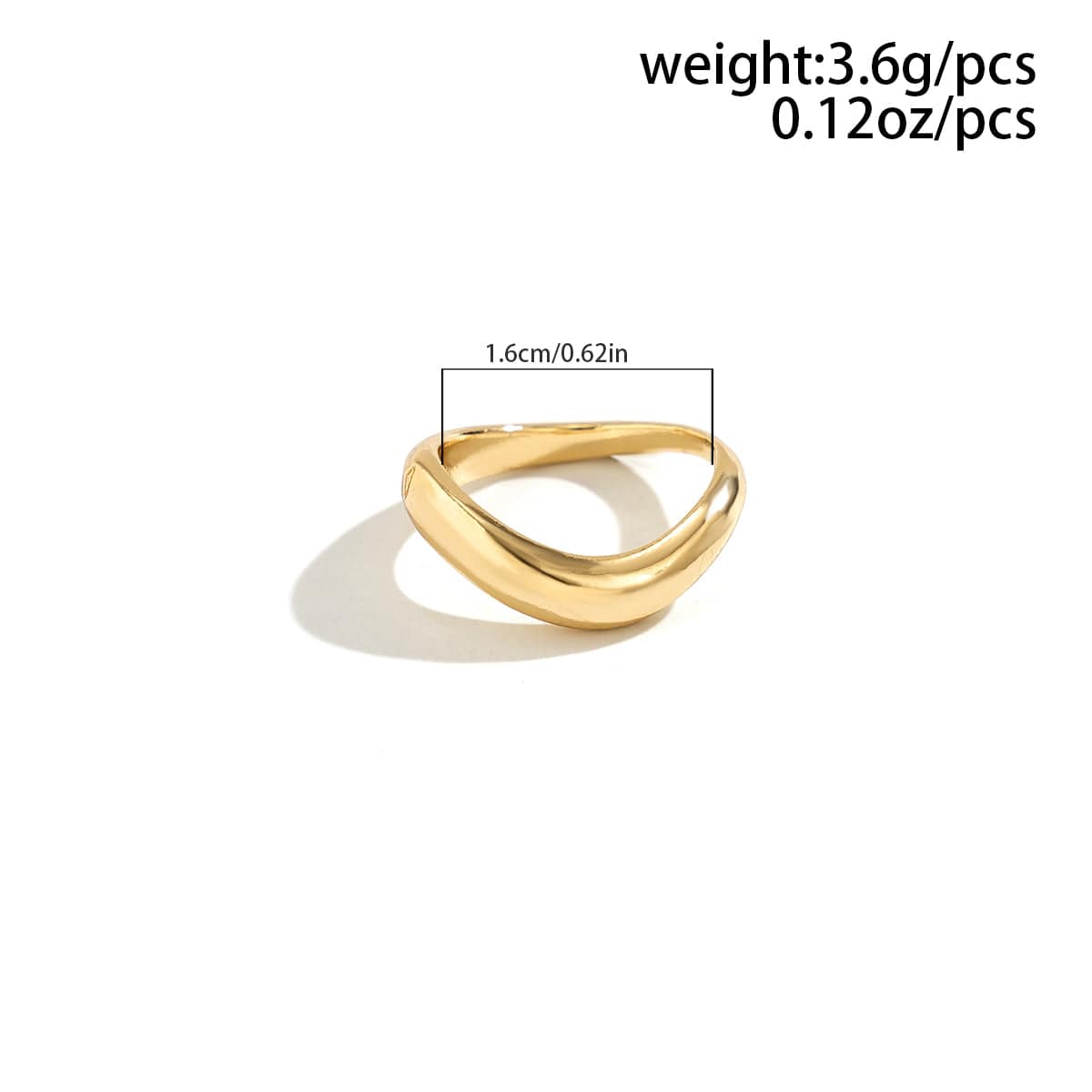 Geometric Minimalist Gold Silver Plated Curved Ring