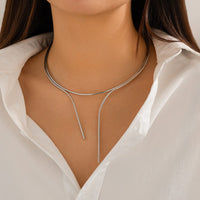 Thumbnail for Geometric Minimalist Gold Silver Plated Wire Open Collar Necklace