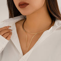 Thumbnail for Geometric Minimalist Gold Silver Plated Wire Open Collar Necklace