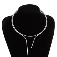 Thumbnail for Geometric Minimalist Gold Silver Plated Wire Open Collar Necklace