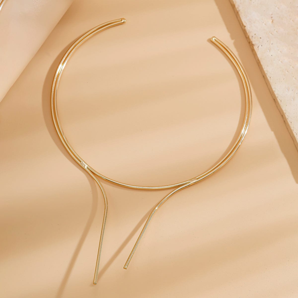 Geometric Minimalist Gold Silver Plated Wire Open Collar Necklace