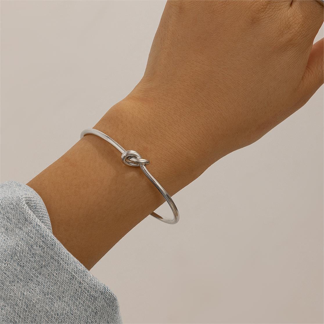 Geometric Minimalist Knotted Bangle Bracelet