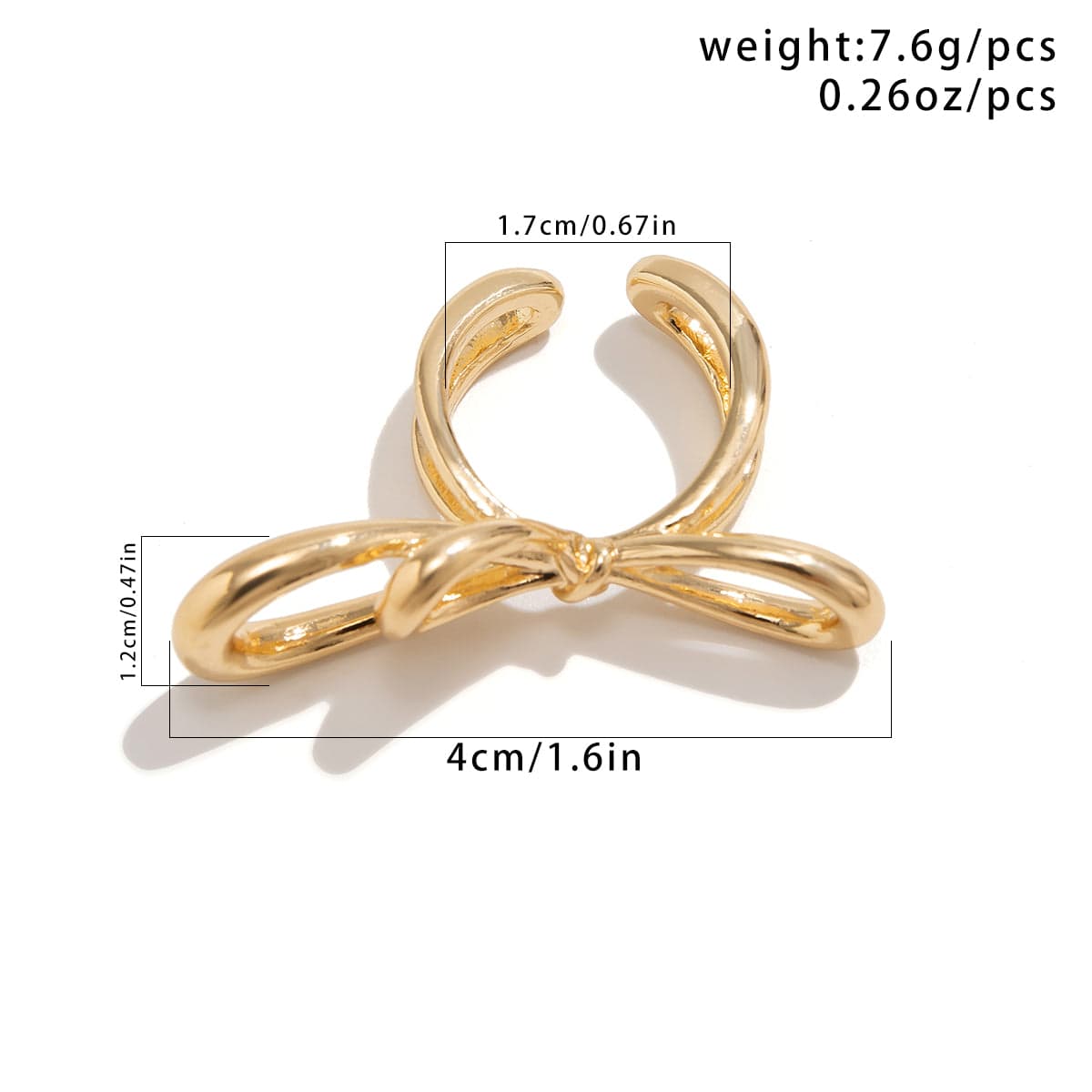 Geometric Minimalist Metal Bowknot Ribbon Ring