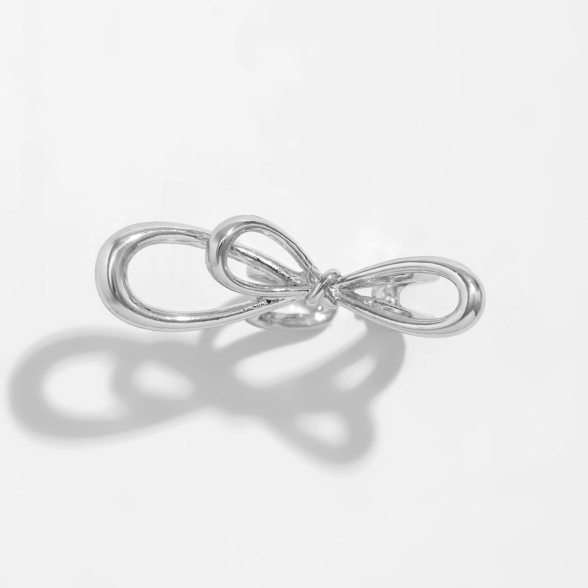 Geometric Minimalist Metal Bowknot Ribbon Ring