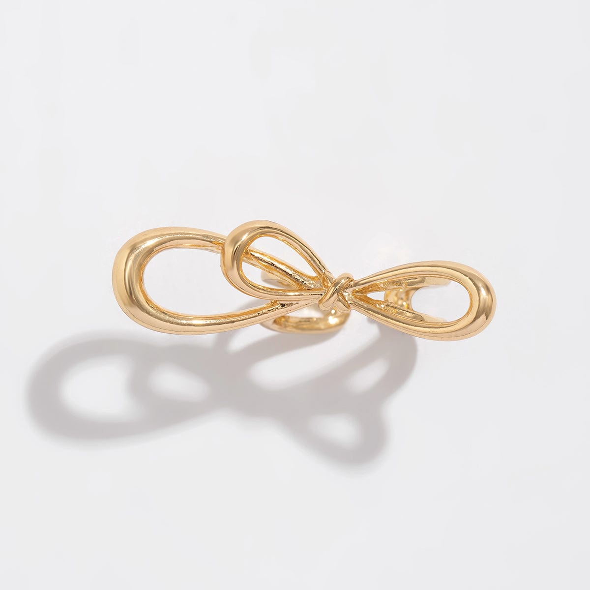 Geometric Minimalist Metal Bowknot Ribbon Ring