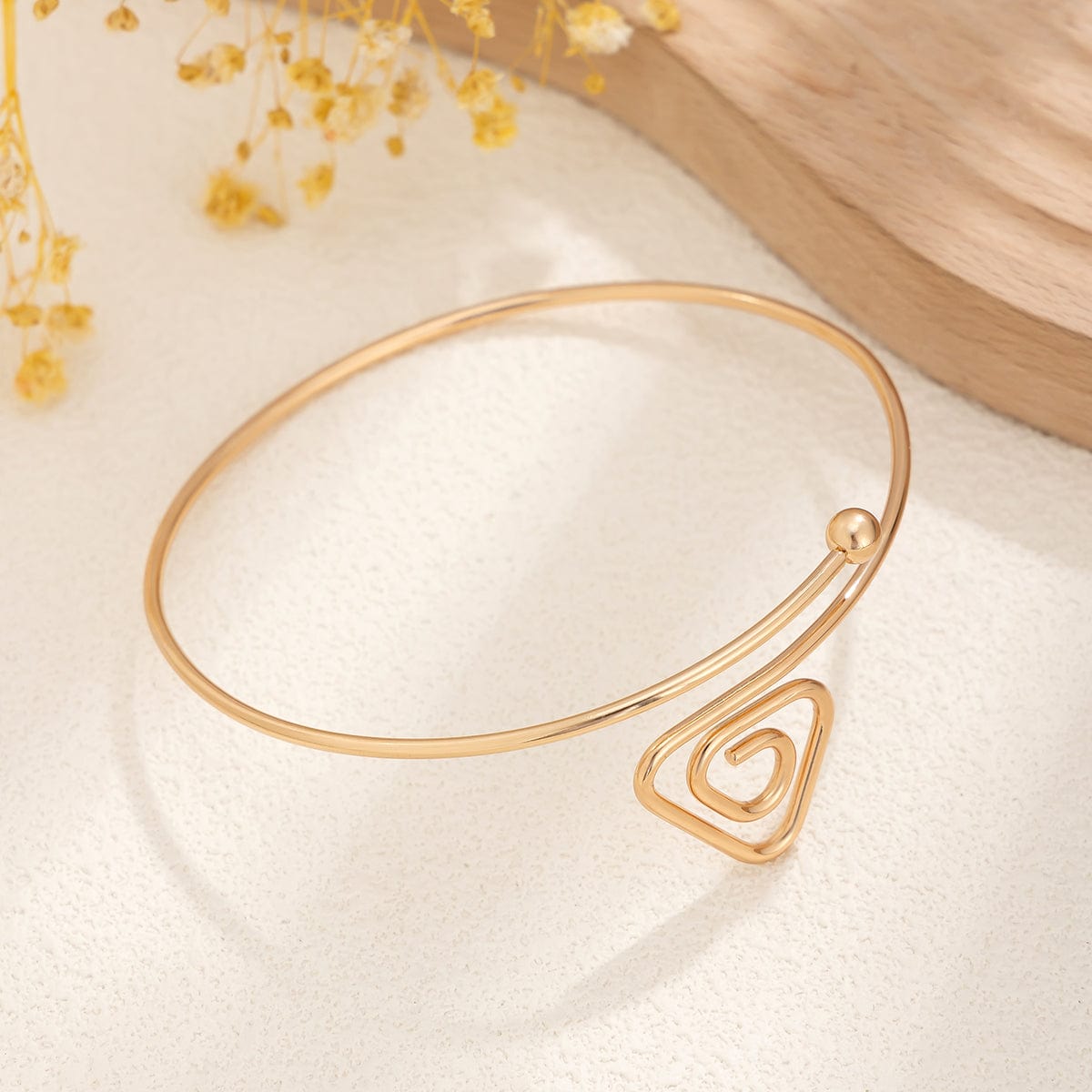 Geometric Minimalist Spiral Triangle Arm Cuff