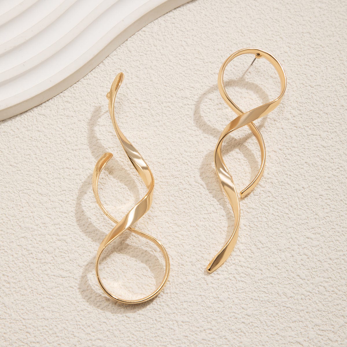 Geometric Minimalist Twisted Ribbon Earrings