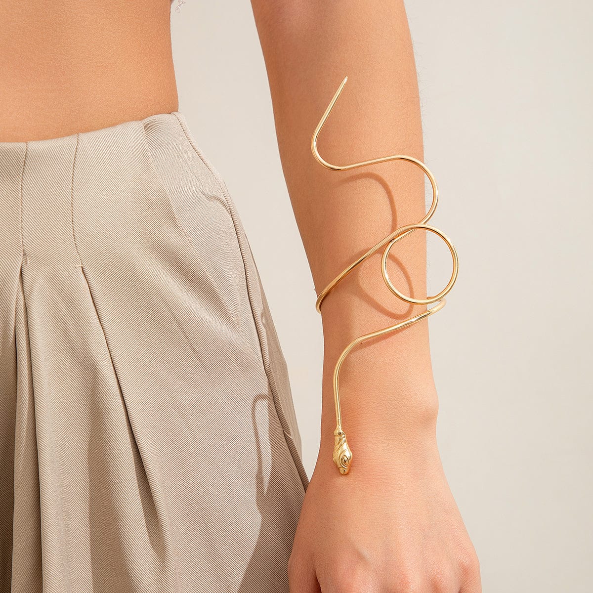 Geometric Minimalist Twisted Snake Arm Cuff