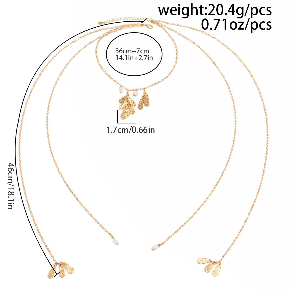 Geometric Pearl Pleated Waterdrop Charm Long Chain Necklace - ArtGalleryZen