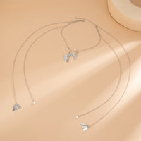 Thumbnail for Geometric Pearl Pleated Waterdrop Charm Long Chain Necklace - ArtGalleryZen