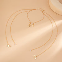 Thumbnail for Geometric Pearl Pleated Waterdrop Charm Long Chain Necklace - ArtGalleryZen