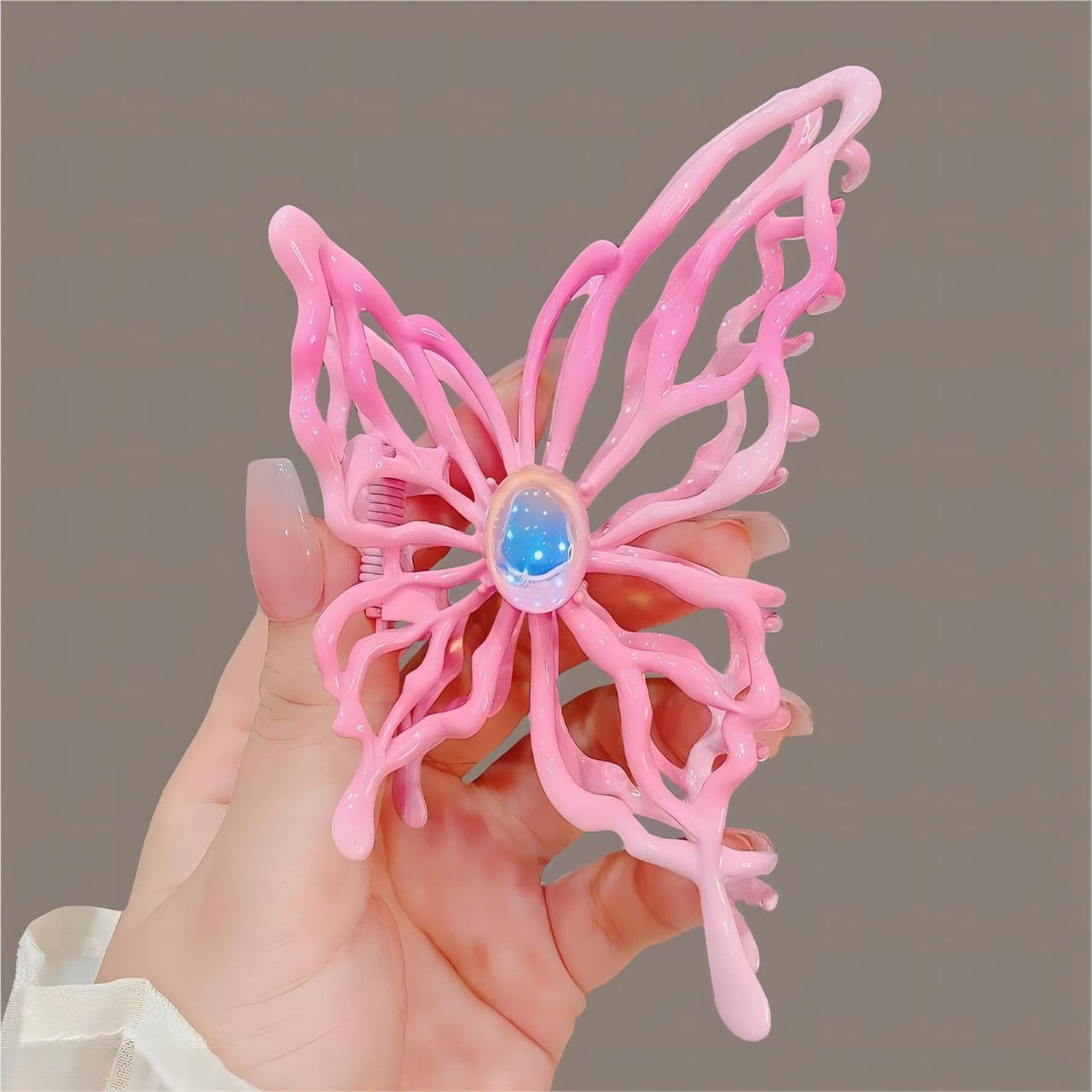 Geometric Pink Hollow Butterfly Chignon Claw Clip Hair Clip - ArtGalleryZen