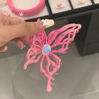 Thumbnail for Geometric Pink Hollow Butterfly Chignon Claw Clip Hair Clip - ArtGalleryZen
