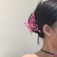 Thumbnail for Geometric Pink Hollow Butterfly Chignon Claw Clip Hair Clip - ArtGalleryZen