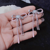 Thumbnail for Geometric Pink Ribbon Dangle Earrings - ArtGalleryZen