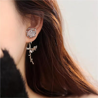 Thumbnail for Geometric Purple Agate Rose Earrings - ArtGalleryZen