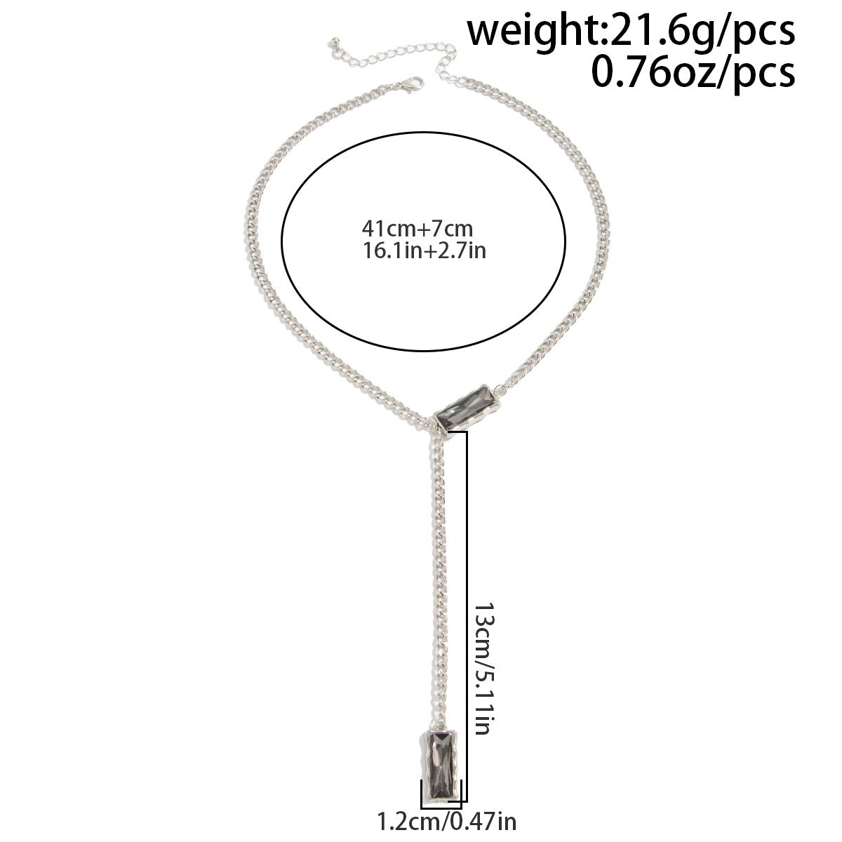 Geometric Rhinestone Charm Y Necklace - ArtGalleryZen