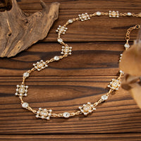 Thumbnail for Geometric Rhinestone Inlaid Hollow Square Waist Chain - ArtGalleryZen