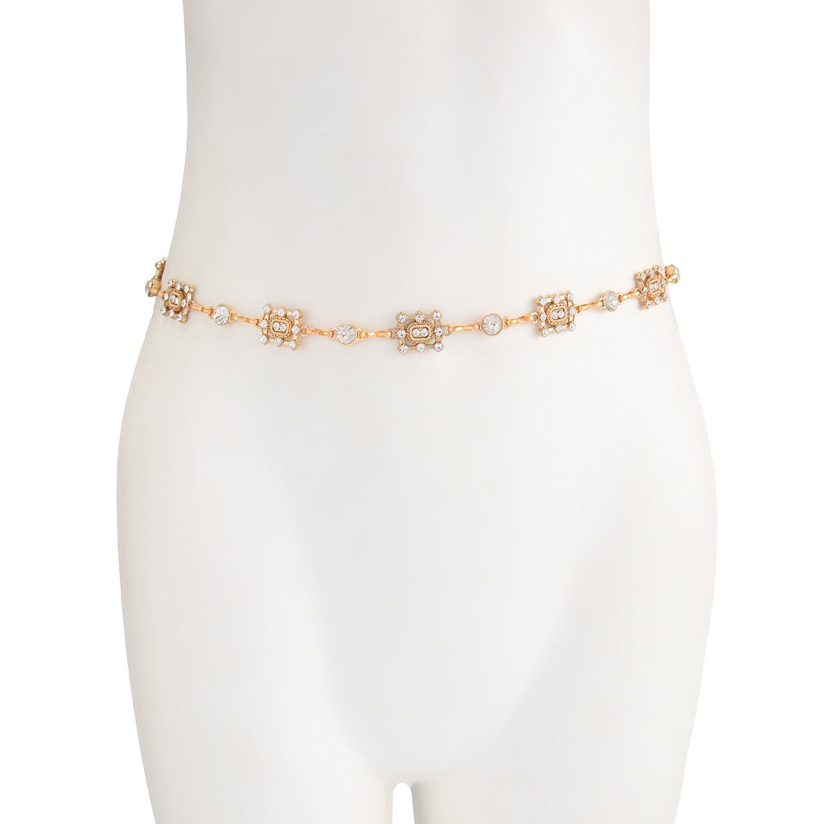 Geometric Rhinestone Inlaid Hollow Square Waist Chain - ArtGalleryZen