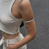 Thumbnail for Geometric Silver Plated Striped Arm Cuff - ArtGalleryZen