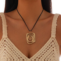 Thumbnail for Geometric Spiral Square Wax Cord String Necklace - ArtGalleryZen