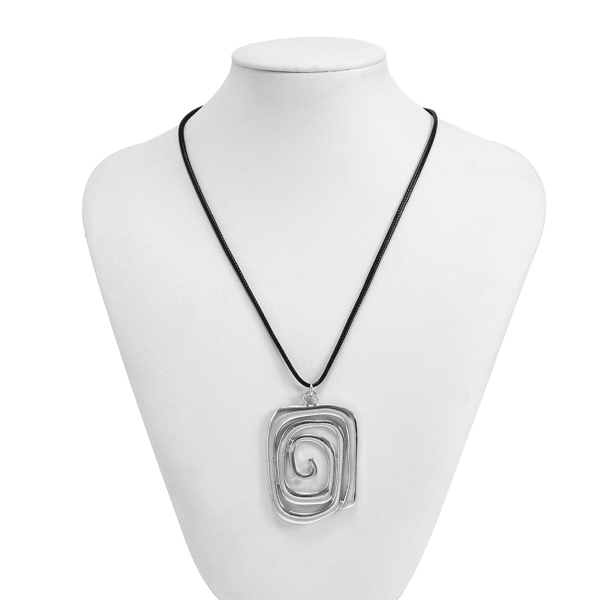 Geometric Spiral Square Wax Cord String Necklace - ArtGalleryZen