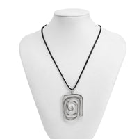 Thumbnail for Geometric Spiral Square Wax Cord String Necklace - ArtGalleryZen