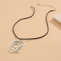 Thumbnail for Geometric Spiral Square Wax Cord String Necklace - ArtGalleryZen