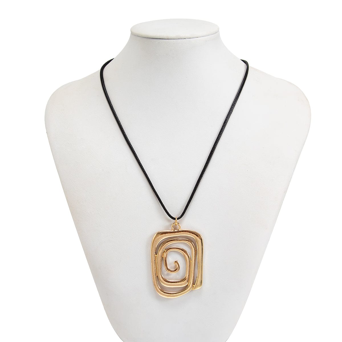Geometric Spiral Square Wax Cord String Necklace - ArtGalleryZen