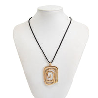 Thumbnail for Geometric Spiral Square Wax Cord String Necklace - ArtGalleryZen