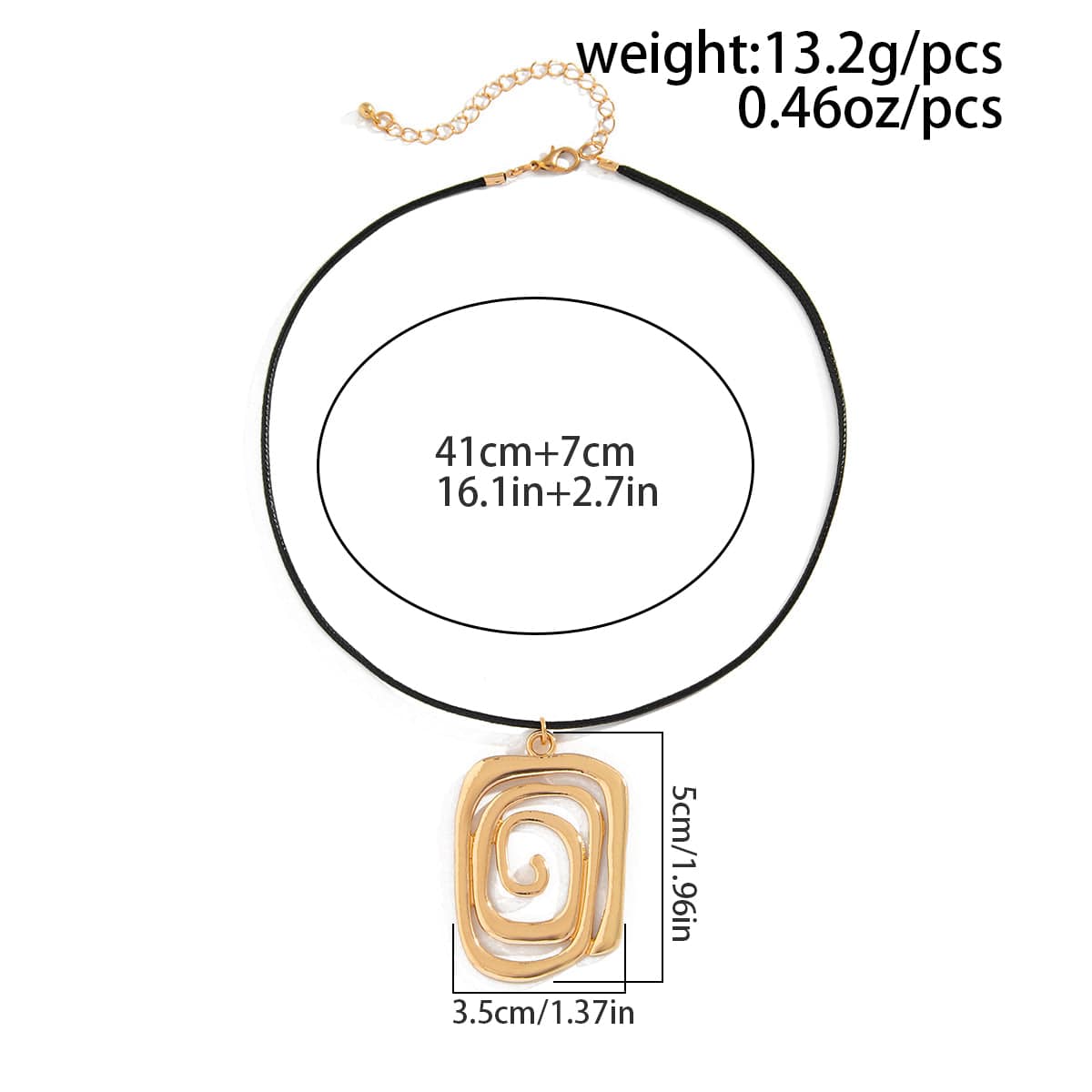 Geometric Spiral Square Wax Cord String Necklace - ArtGalleryZen