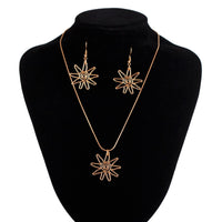 Thumbnail for Geometric Spiral Sun Pendant Earrings Necklace Set