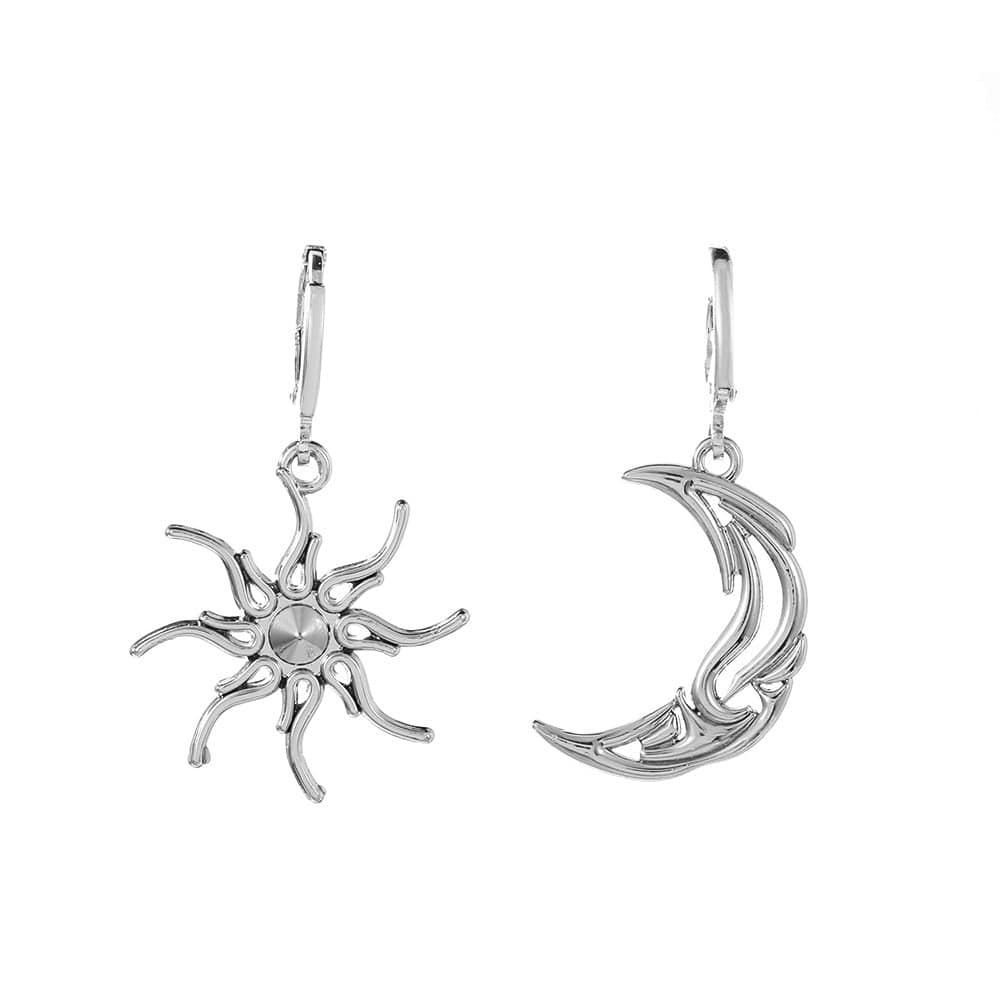 Geometric Star Moon Phase Dangle Earrings - ArtGalleryZen