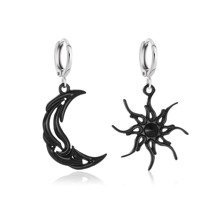 Geometric Star Moon Phase Dangle Earrings - ArtGalleryZen