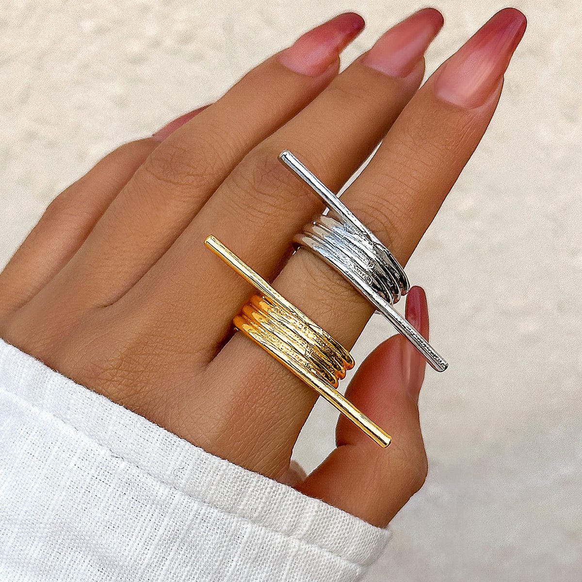 Geometric Stylish Metal Spring Ring