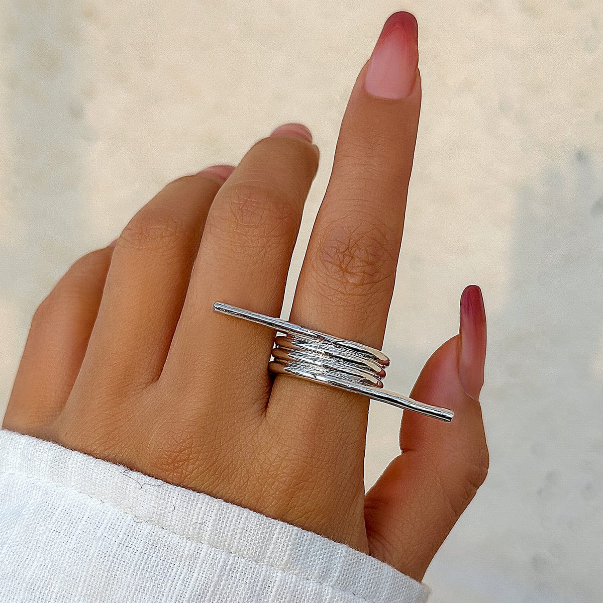 Geometric Stylish Metal Spring Ring