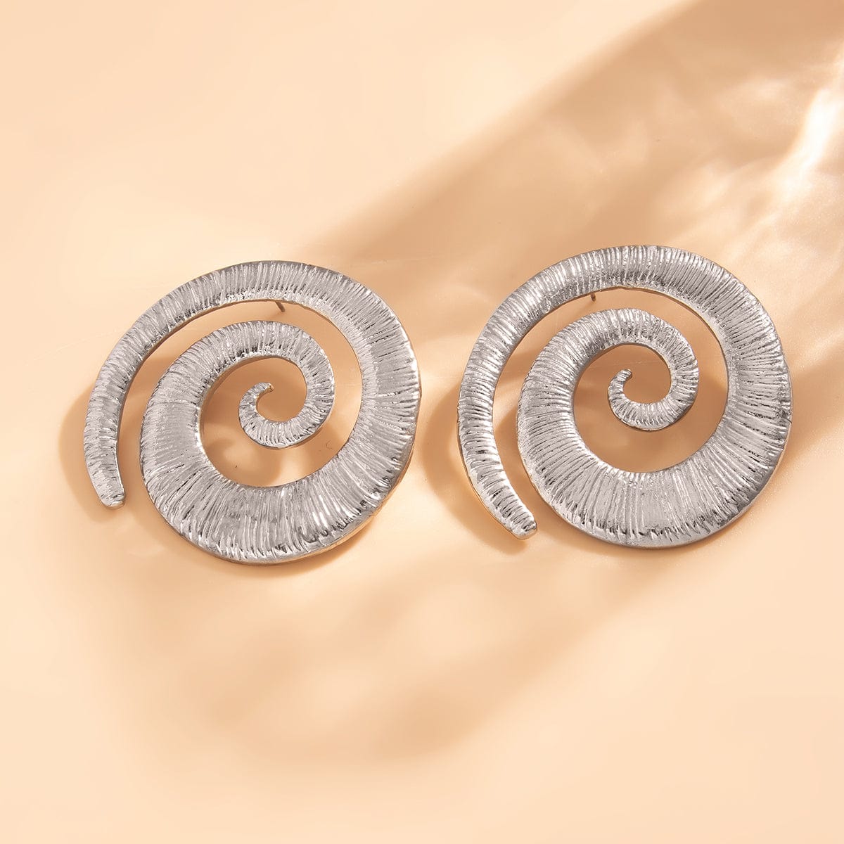 Geometric Textured Spiral Stud Earrings