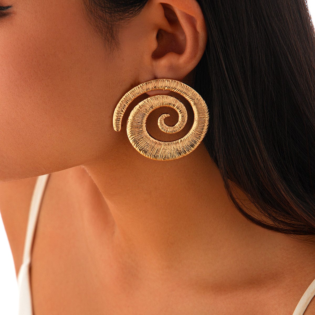 Geometric Textured Spiral Stud Earrings