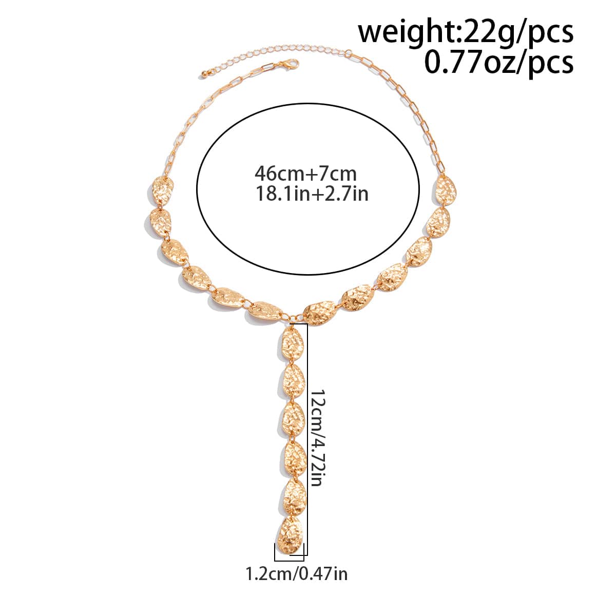 Geometric Textured Waterdrop Y Necklace - ArtGalleryZen