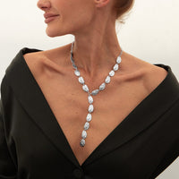 Thumbnail for Geometric Textured Waterdrop Y Necklace - ArtGalleryZen