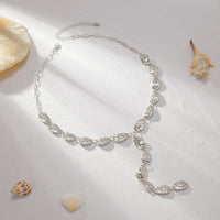 Thumbnail for Geometric Textured Waterdrop Y Necklace - ArtGalleryZen