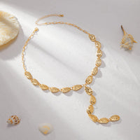 Thumbnail for Geometric Textured Waterdrop Y Necklace - ArtGalleryZen