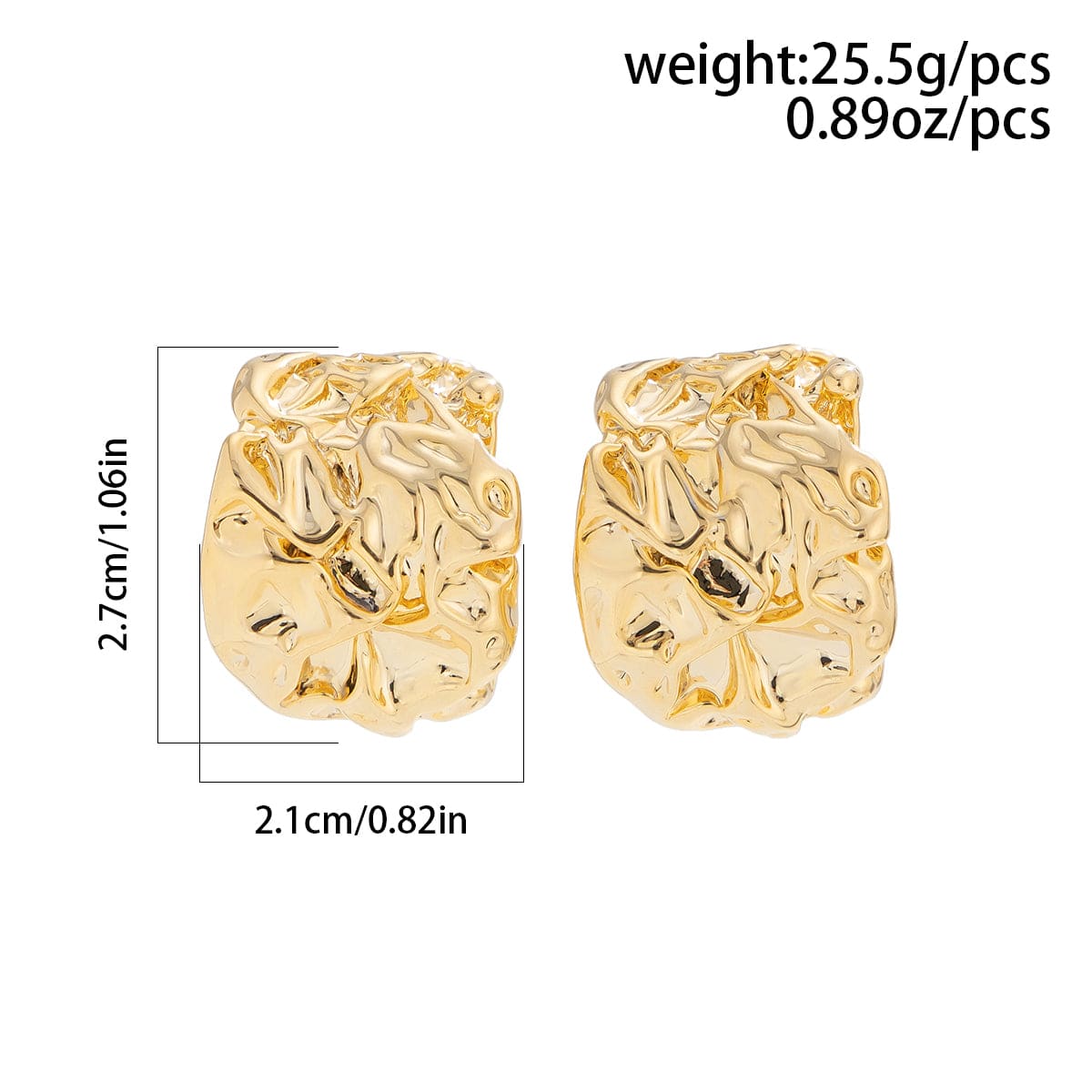 Geometric Textured Wide C Shaped Earrings - ArtGalleryZen