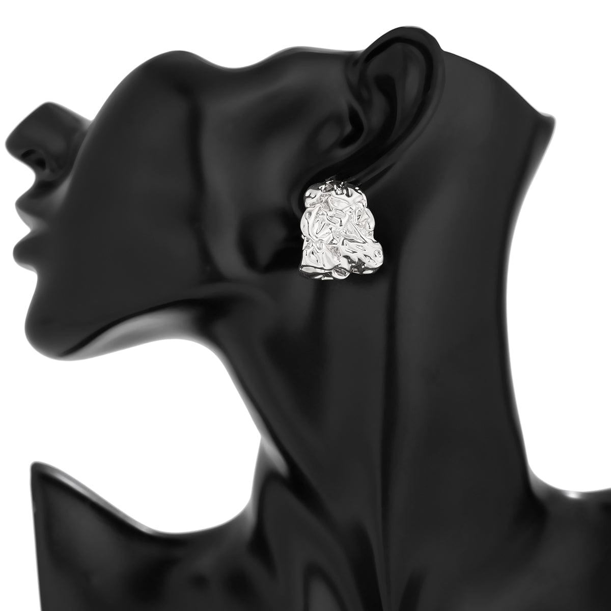 Geometric Textured Wide C Shaped Earrings - ArtGalleryZen