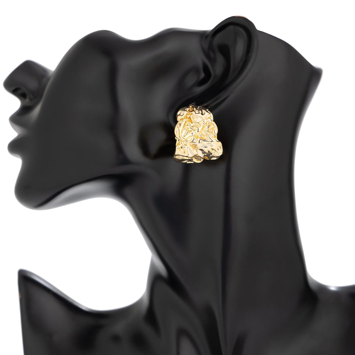 Geometric Textured Wide C Shaped Earrings - ArtGalleryZen