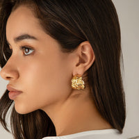 Thumbnail for Geometric Textured Wide C Shaped Earrings - ArtGalleryZen