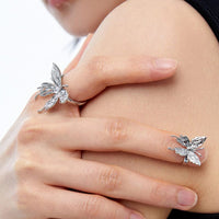 Thumbnail for Geometric Three Butterflies Ring Set - ArtGalleryZen